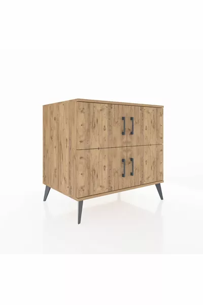 خزانة كرونوس بدرجين و4 أبواب، خشب الصنوبر-صنوبر/حجر رملي