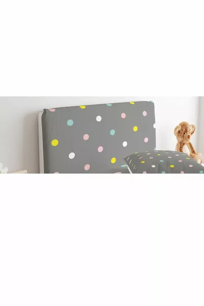 Bed Base Headboard Cover Gray Background with Colorful Polka Dots
