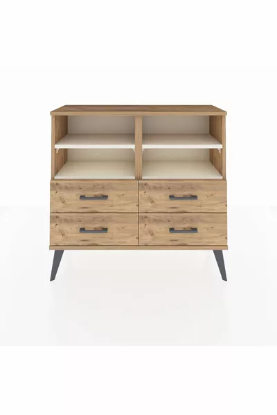 Arges Şifonyer 4 Raflı 4 Çekmeceli  Çam-Aytaşı/Çam