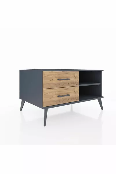 Kronos Şifonyer Tek Raflı 2 Çekmeceli  Antrasit-Antrasit/Çam