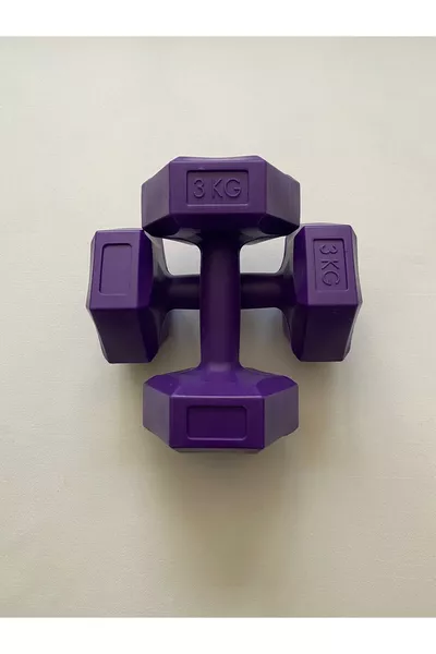 3KG x 2 Pieces Hexagonal Purple Dumbbell Set