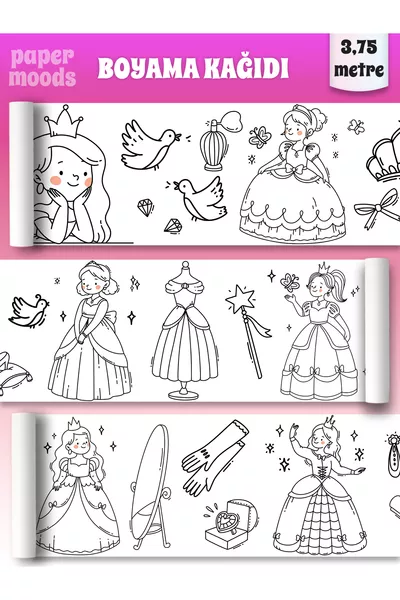 ورق تلوين على شكل أميرة بلفة 3 أمتار - نشاط تعليمي للأطفال والرضع