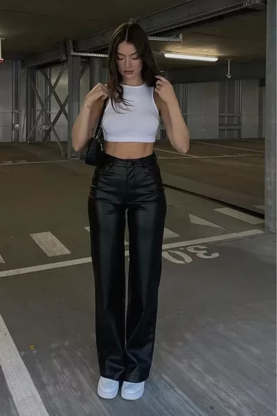 Pantalon en cuir noir pour femme Pantalon en cuir pour femme