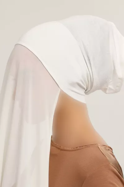 Ready Practical Luxury Tube Bonnet Chiffon Shawl Ecru