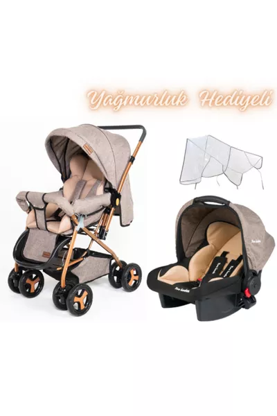 Poussette bébé Two Koalas Keten Gold avec système de voyage et cape de pluie offerte