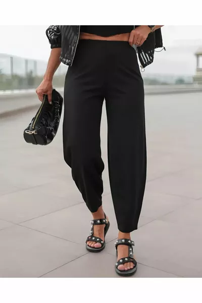 سروال بالون بقماش ليكرا كامل بخصر مطاطي