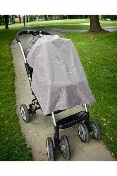 Nursing Bib with Boning  Cm Organic Cotton Adjustable Grey Yellow Stars Nursing Cover