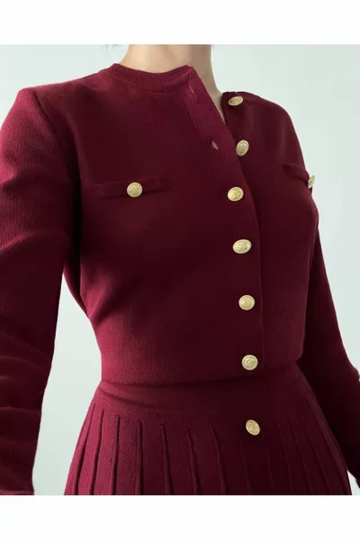 New Model - Rozelinde French Knit Buttoned Skirt Set.