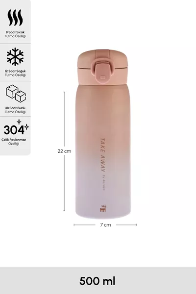 Розов термос Skyfall от неръждаема стомана с плътно затваряне, мл Розов, мл Неръждаема стомана