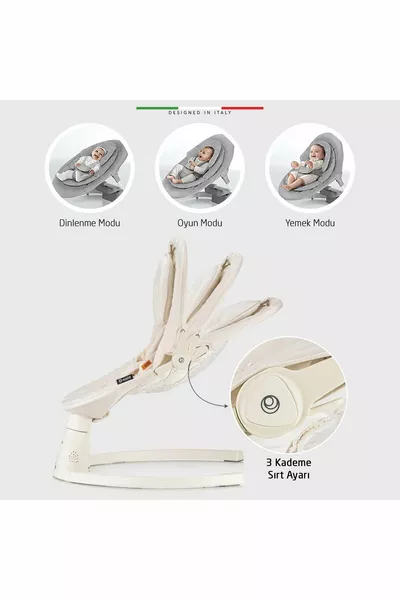 سرير الأطفال الكهربائي التلقائي المتأرجح التدريجي بلون البيج Dormire 2