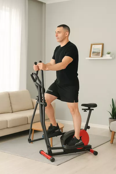 Cyclette con cardiofrequenzimetro 2 in 1 - Attrezzo da palestra - Bicicletta ellittica - Attrezzo fitness