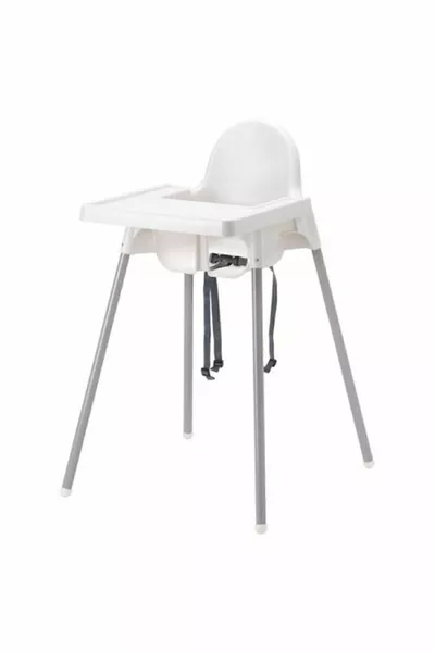 كرسي طعام للأطفال بأريكة جلد أنتيلوب أبيض للجنسين