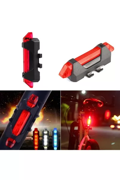 ضوء تحذير خلفي للدراجة قابل للشحن بوظائف متعددة، مصباح بأربعة أوضاع