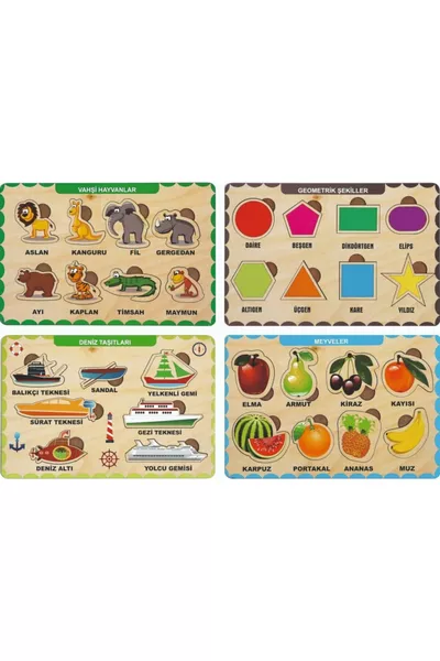 Your Model Maker 4-Piece Wooden Connect and Learn Puzzle Set 3 - 