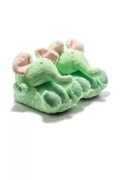 Chaussons pour femmes Elephant-2 avec motif animalier vert /