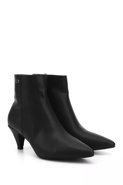 حذاء نسائي / فتيات بكعب نحيف وسوداء بسحّاب وذو مقدمة مدببة