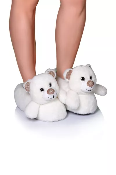 Chausson Femme Animal Ours Blanc /