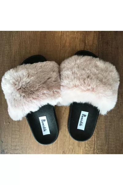 Damespoederzachte, losse, pluizige, enkelband zomerslippers