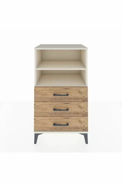 خزانة هابريون بطابقين و3 أدراج، بلون العقيق والصنوبر