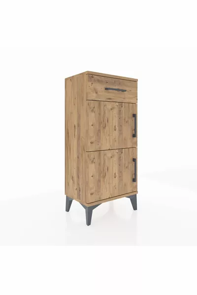 أرجيس كومودين مع رف واحد ودرج واحد وغطاءان - صنوبر