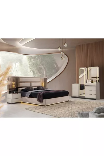 EMİR MDF Mit LED-Bettenzimmer mit Untergestell