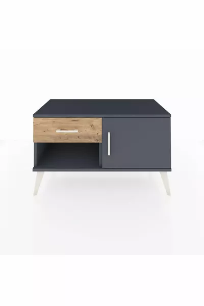 خزانة هايبريون رف واحد، درج واحد، باب واحد، أنثراسيت-أنثراسيت/صنوبر