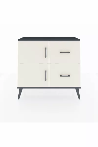 خزانة أرجيس مع رف واحد، درجين، بابان، أنثراسيت-حجر العقيق