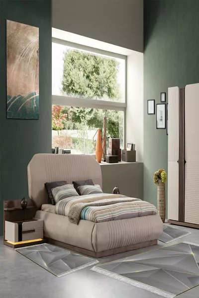 Eko Trend DJT Washable Non-Slip Base 3-Piece Bedroom Set Modern Gold Black