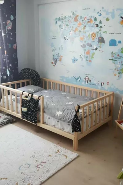 Lit Montessori Unisexe pour Bébé et Enfant en Bois Naturel