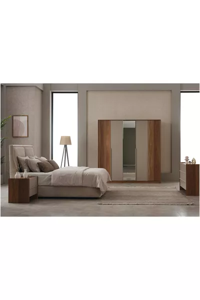 طقم غرفة نوم MONARCH، مع مرآة، بخمسة أبواب