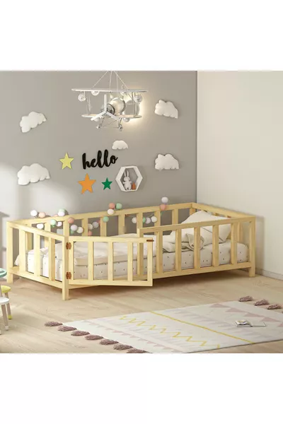 Troy Montessori Bed met Dennenhouten Deuren