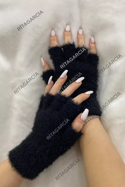 Gants en peluche à doigts coupés