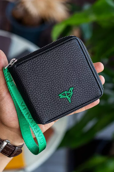 Nora El Saplı Fermuarlı Yeşil Renk Bozuk Para Gözlü Kadın Cüzdanı