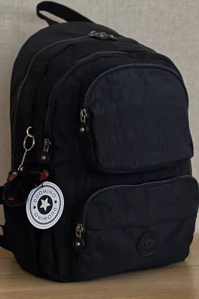 Fcstore Krinkıl Kumaş Suya Dayanıklı Büyük Boy Siyah Klinkır Sırt Çantası/laptop Okul Çanta