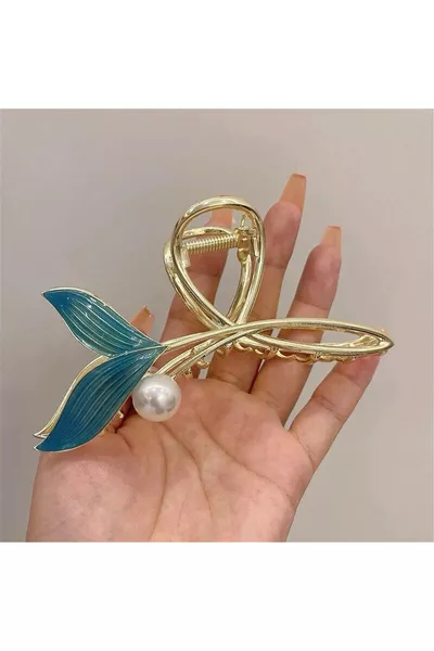 مشبك ذيل سمكة مرصع بأم اللؤلؤ الفيروزي