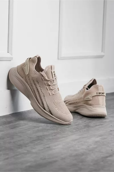Scarpe da passeggio leggere in maglia unisex color beige