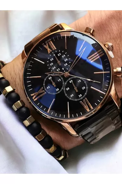 Stainless Steel Coated Luxury Sport Metal Men's Wristwatch