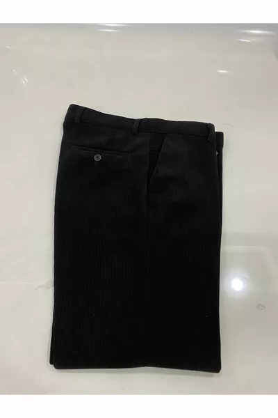 Hommes coupe décontractée classique hiver polaire intérieur haute qualité doublé poche latérale papa pantalon en velours