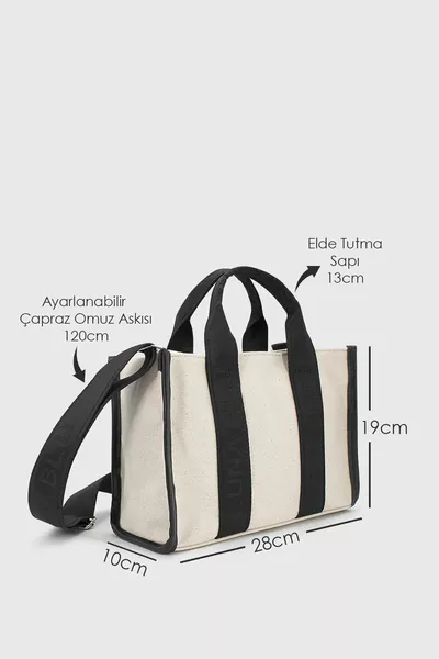 حقيبة يد نسائية كريمية من القماش كتف عبر الجسم