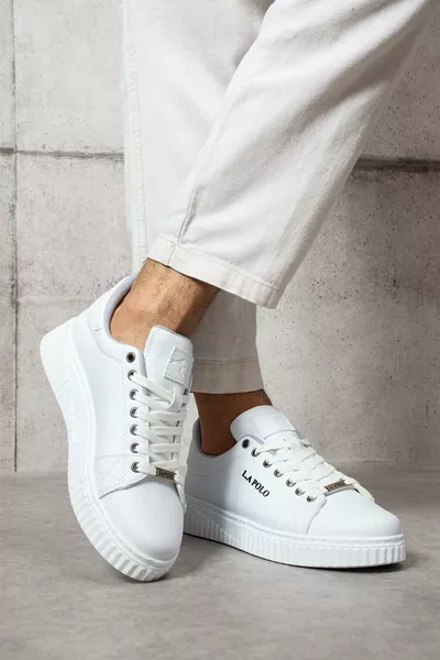 Weiße Schnür-Sneaker für Herren