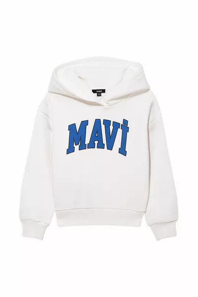 Weißes Kapuzen-Sweatshirt mit Logo 