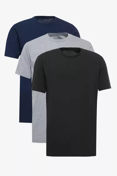 Slim Fit Bisiklet Yaka 3'lü Basic Tişört Paketi