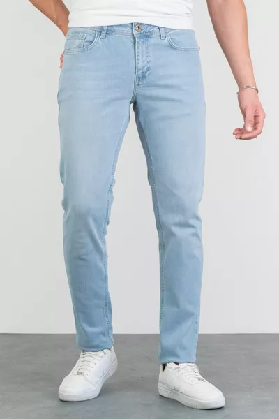 Herren MICHAEL Eisblau Stonewashed Slim Fit Stretch-Jeans