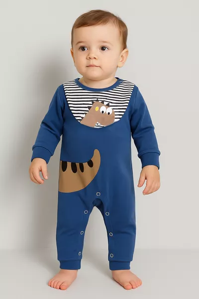 Babystrampler mit Dinosaurier-Motiv und Latzdetail