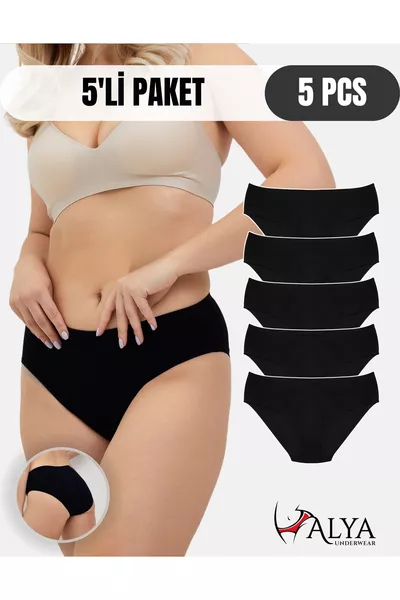 Дамски памучни прашки - пакет от 5, черни