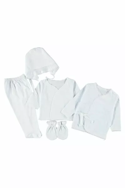 Newborn Five-Piece Onesie Set: Inner and Outer Onesie, Pants, Hat, Gloves