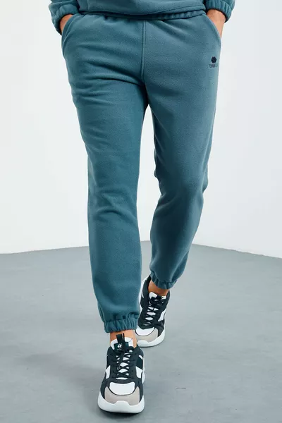 Orman Yeşil - Bosgroen Halfrits Opstaande Kraag Elastische Boord Fleece Heren Trainingspak - 