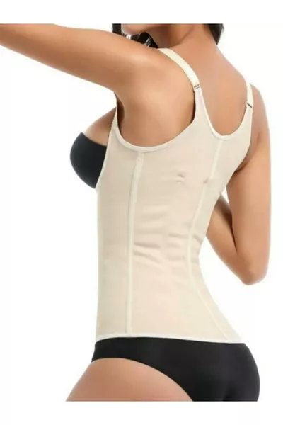 Trigoso Model 4 Fasen Verstevigende Corset met Beugels van Latex, Geeft een Zandloperfiguur, Huidskleur