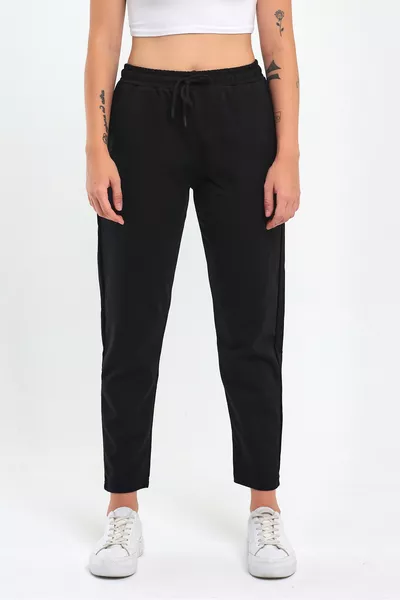 Kadın Siyah Klasik Cepli Eşofman Altı