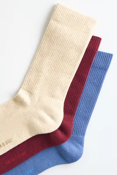 Lot de 3 Chaussettes de Sport en Coton Bordeaux/Crème/Bleu